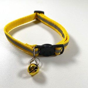 Yellow Cat Breakaway Collar New With Jingle Bell And Reflective Strip